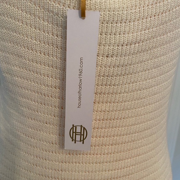 NWT House of Harlow 1960 Cream Knit Ruffle Midi Dress Size M - Picture 6 of 7
